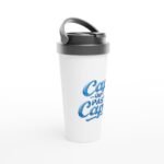 Mug de voyage en acier inoxydable 15 oz – Cap ou pas Cap ? Bleu – Design étanche et durable