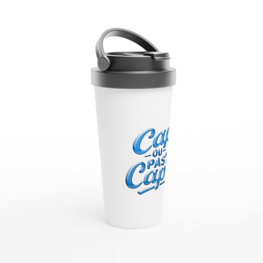 Mug de voyage en acier inoxydable 15 oz – Cap ou pas Cap ? Bleu – Design étanche et durable