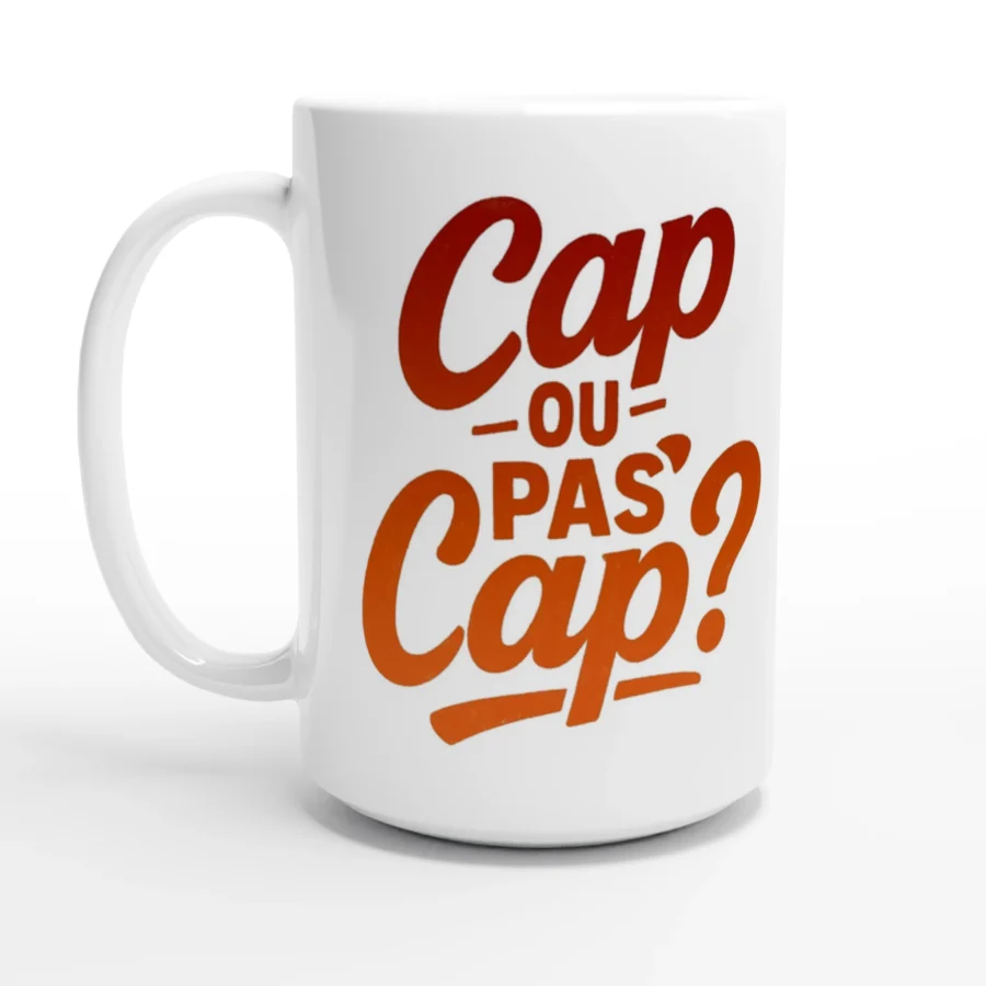 Mug en Céramique 'Cap ou Pas Cap' Rouge-Orange - Illustration d'un Marin Sage, 443ml
