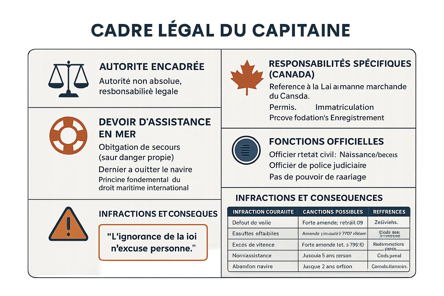 Cadre juridique du capitaine de bateau : droits, devoirs et sanctions selon la loi