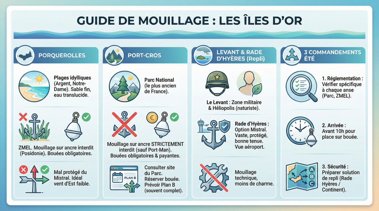 Mouillage voilier eau turquoise Porquerolles et Port-Cros