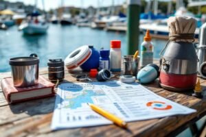 Équipement de navigation sur un quai avec carte marine