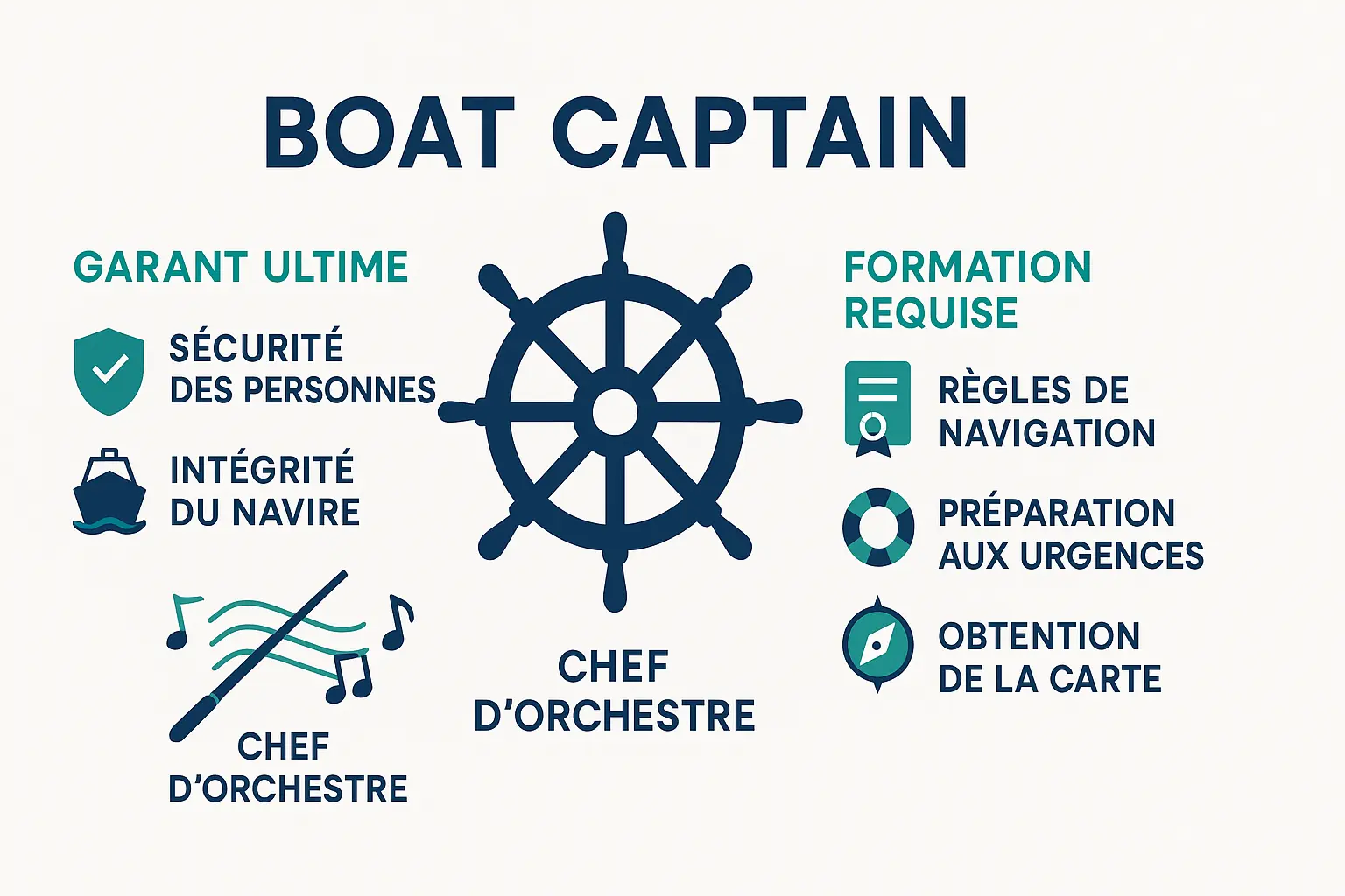 Capitaine vérifiant équipements de sécurité avant départ