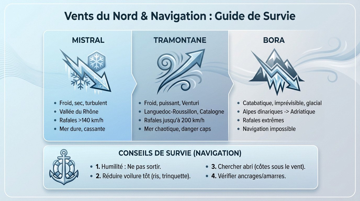 Carte des vents violents en Méditerranée pour la navigation