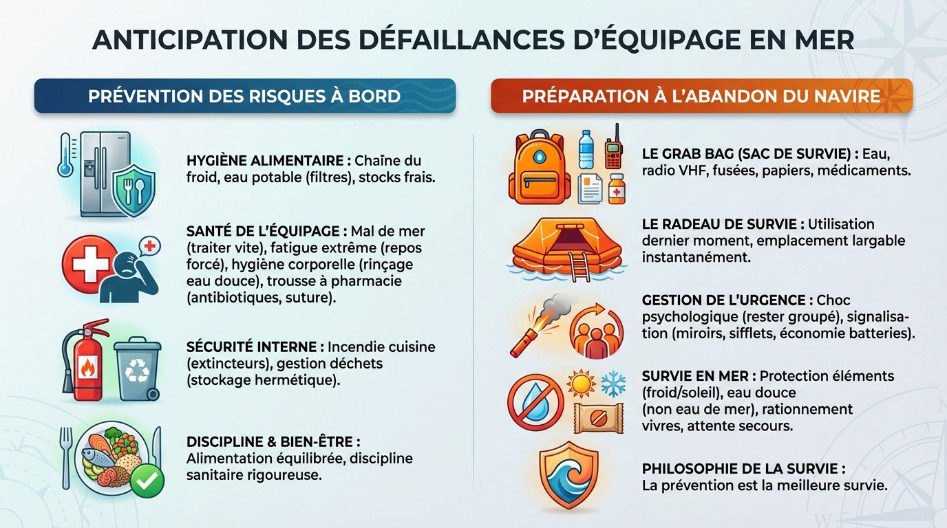 Anticipation des défaillances de l'équipage et sécurité sanitaire sur un voilier