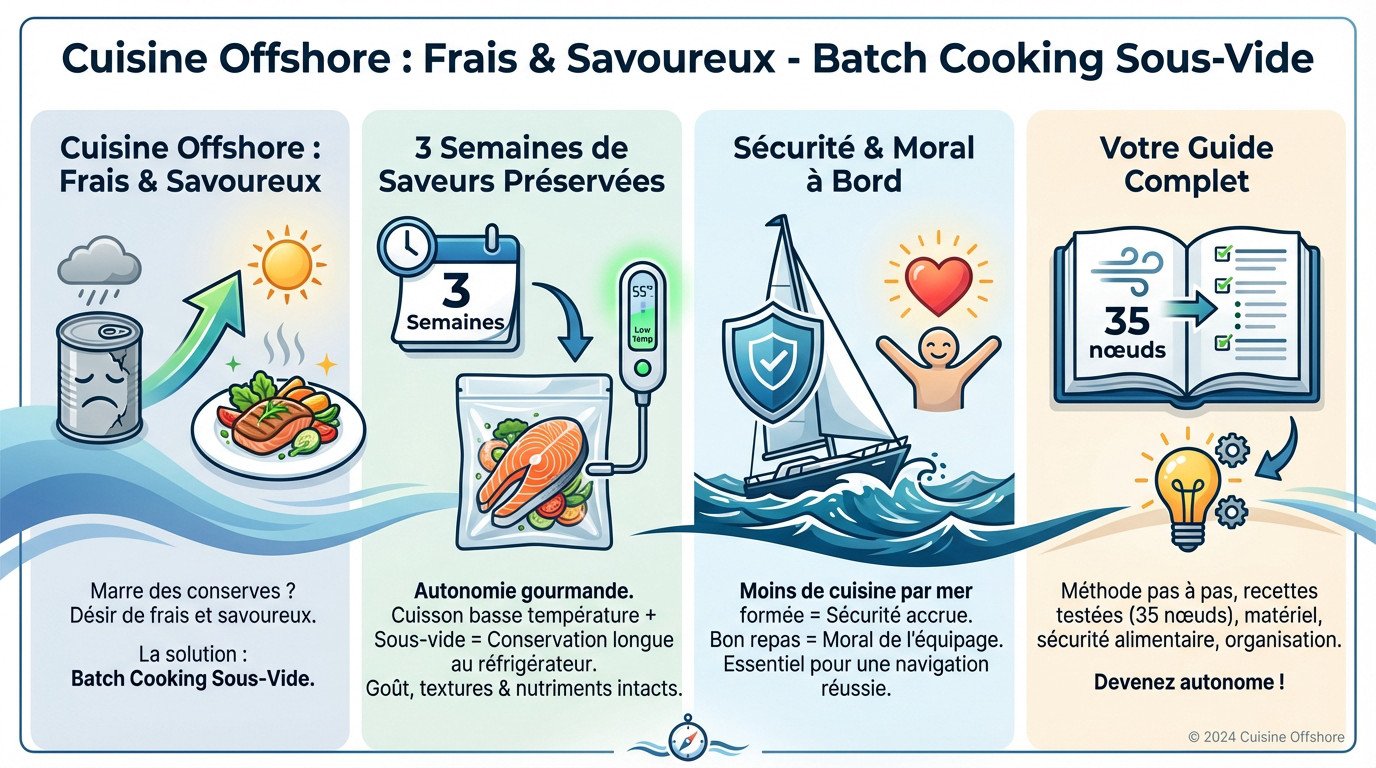 Plats cuisin&eacute;s maison conditionn&eacute;s sous vide pour une conservation longue dur&eacute;e en mer