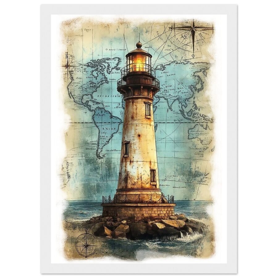 Poster Phare Vinted encadré Classique Papier Semi-brillant Cadre bois blanc 21x29.7 cm