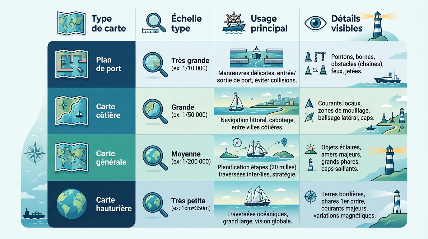 Classification des cartes marines par échelle de précision pour la navigation