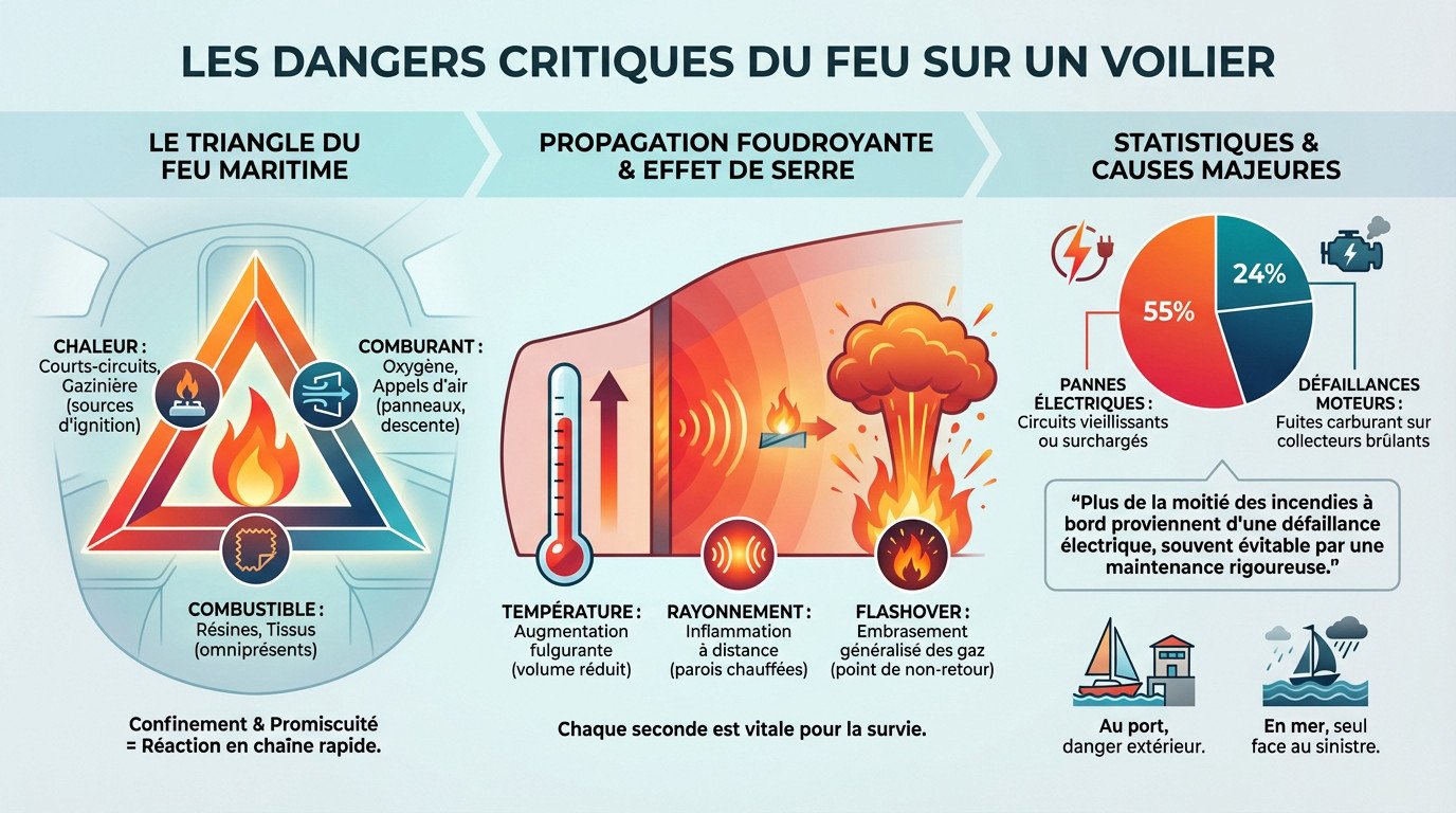 Incendie voilier et propagation thermique en mer