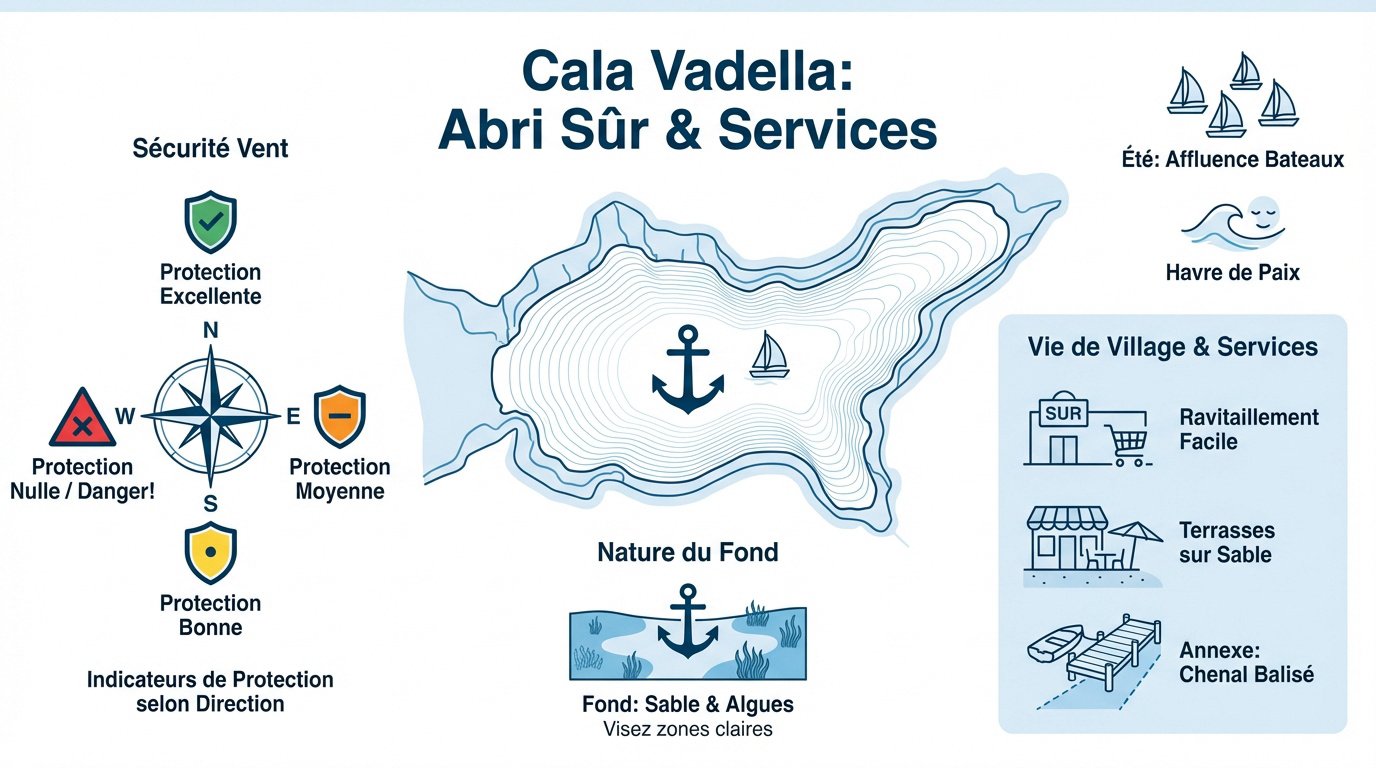 Vue aérienne du mouillage protégé de Cala Vadella à Ibiza