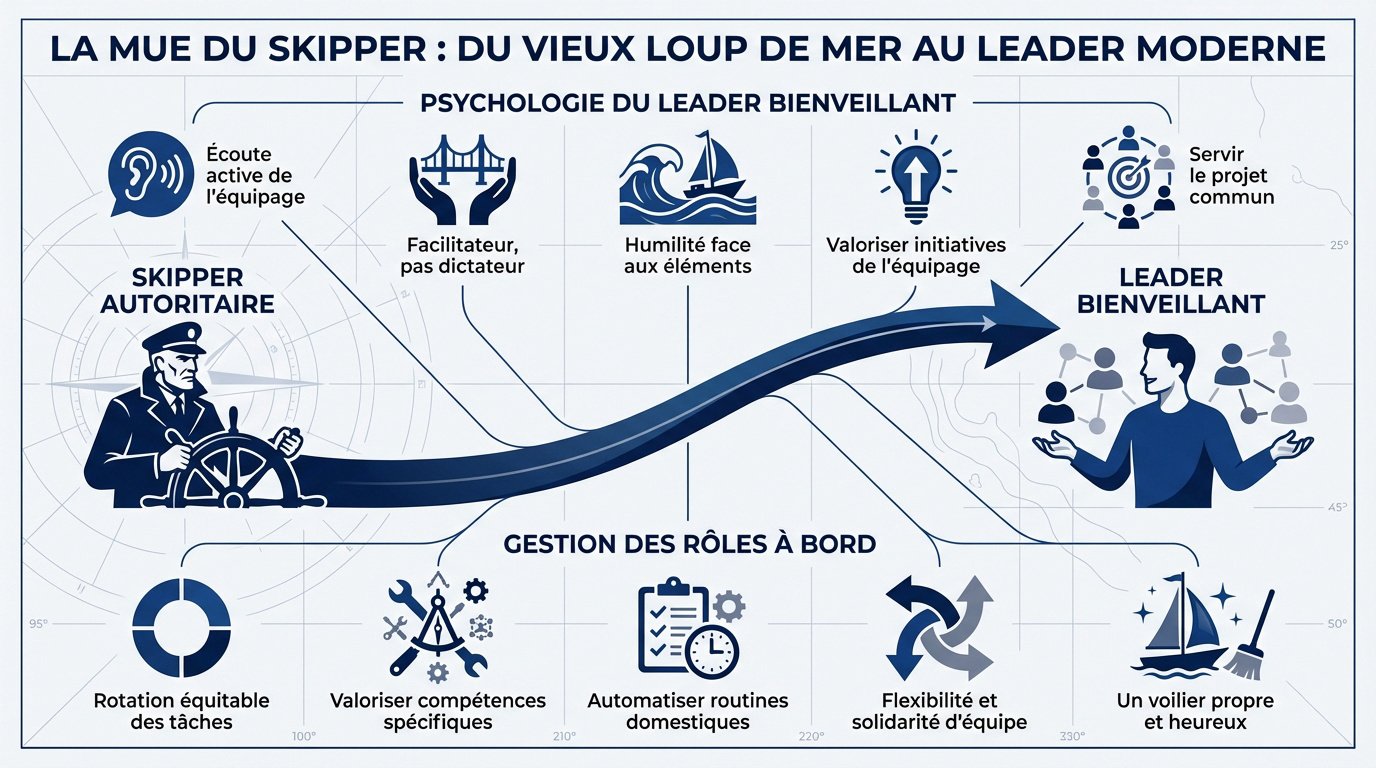 Un skipper moderne en pleine discussion avec son équipier sur un voilier de 11 mètres