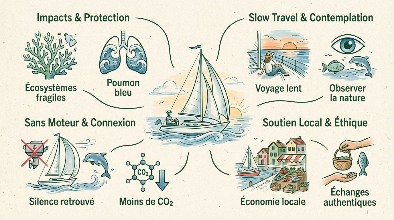 Navigation à la voile consciente et éthique en pleine mer