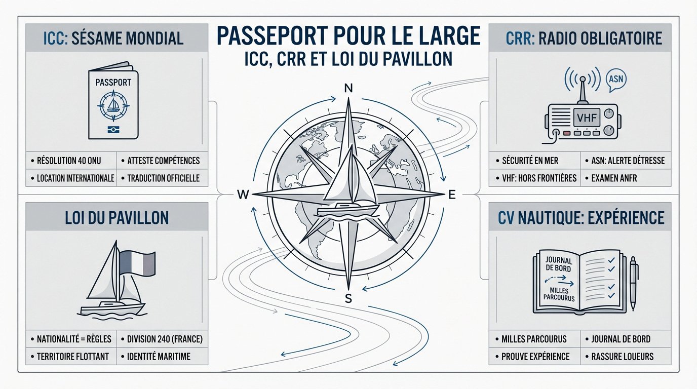 Navigation internationale sur un voilier de 11 mètres avec permis et certificats