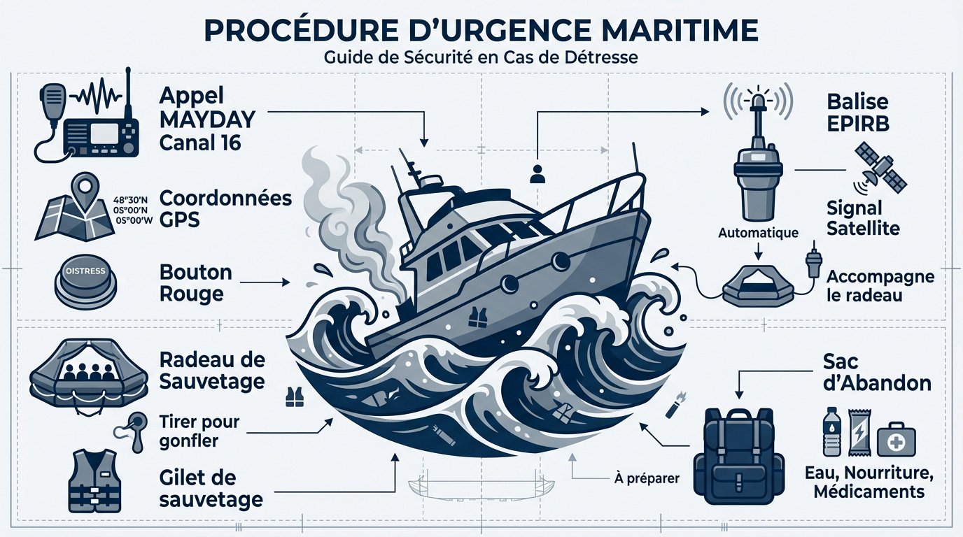 Procédure d'appel de détresse Mayday sur un voilier