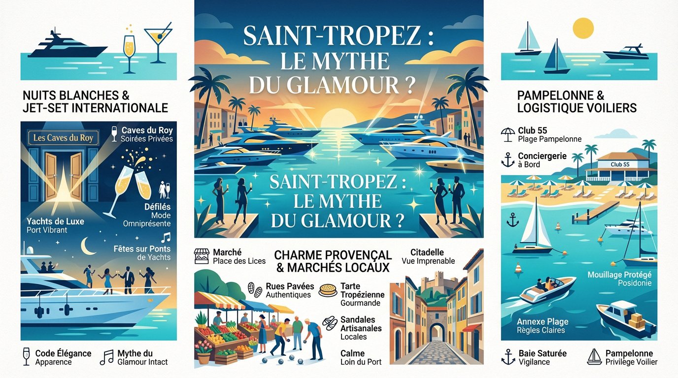 Infographie sur le glamour et la fête à Saint-Tropez pour les plaisanciers