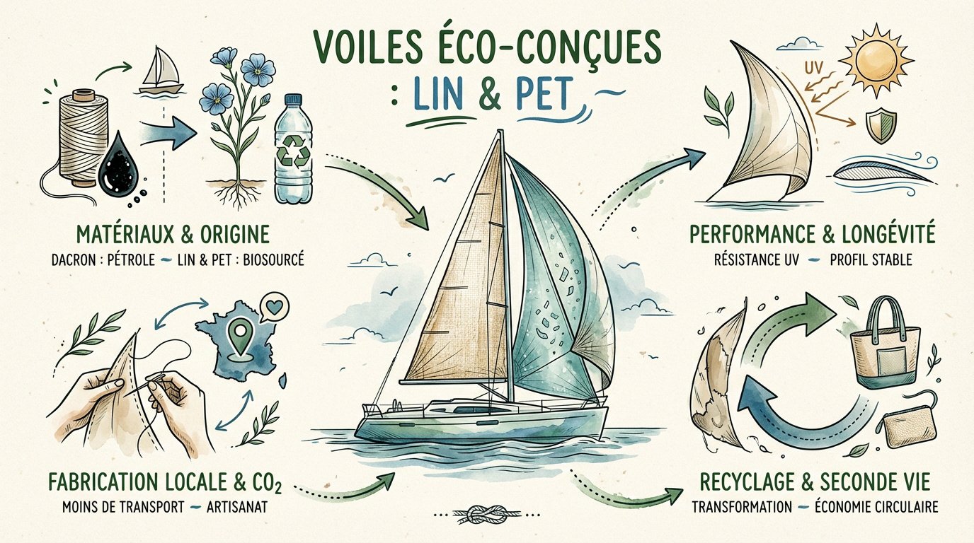 Voiles éco-conçues en lin et PET pour une navigation durable